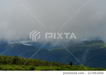 Lake Akimoto as seen from the summit of Mount Higashi-Azuma 121462848