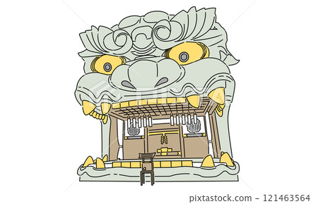 難波八坂神社獅子堂的簡單向量圖解 121463564