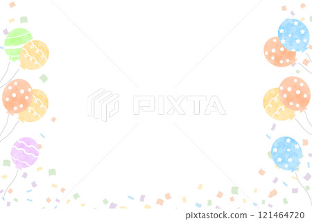 水彩風格插畫氣球框架 121464720