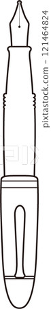 鋼筆單色線描透明正面 121464824