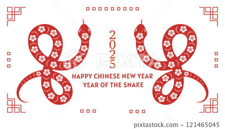 Asian new year banner with red snake 121465045