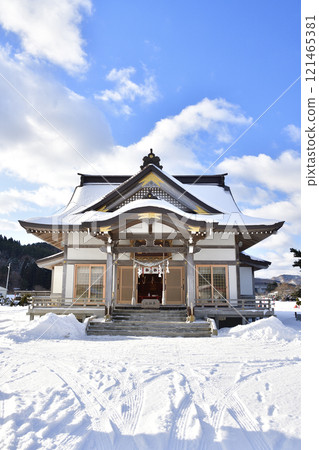 拍攝北海道八雲町落部洛部八幡宮境內的冬季風景 拍攝北海道八雲町落部洛部八幡宮境內的冬季風景 121465381