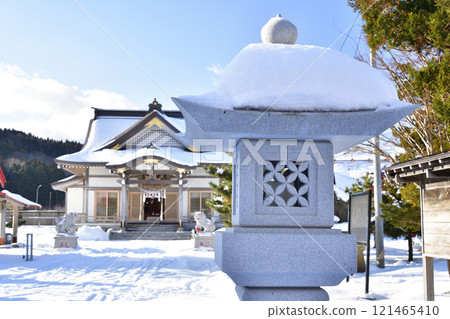 拍攝北海道八雲町落部洛部八幡宮境內的冬季風景 拍攝北海道八雲町落部洛部八幡宮境內的冬季風景 121465410