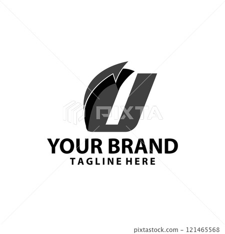 letter U font monogram arrow shadow logo design vector 121465568