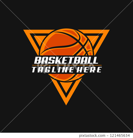 basket ball triangle logo design vector 121465634