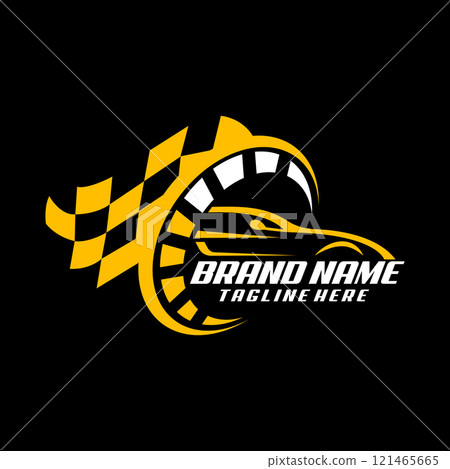 automotive speed meter car flag racing logo design vector 121465665