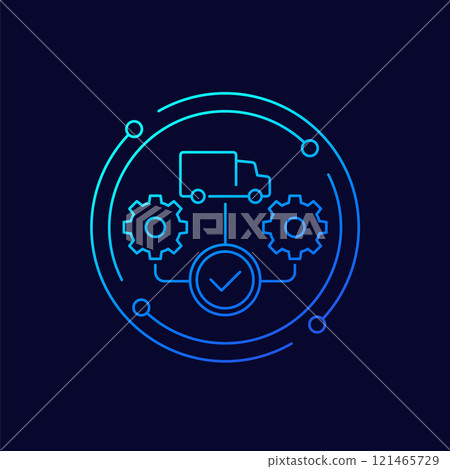 SCM, Supply chain management icon in linear design 121465729