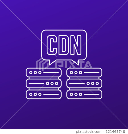 CDN icon, Content delivery network line vector CDN icon, Content delivery network line vector 121465748
