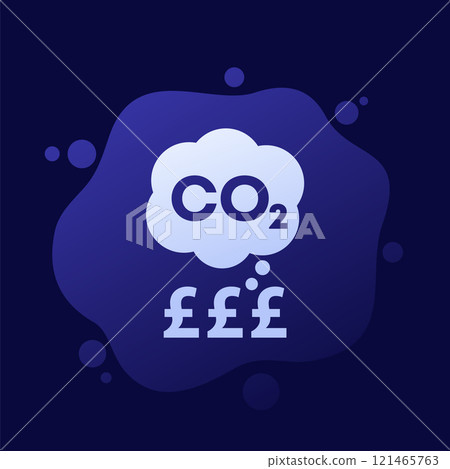 carbon emissions cost vector icon, co2 gas price 121465763