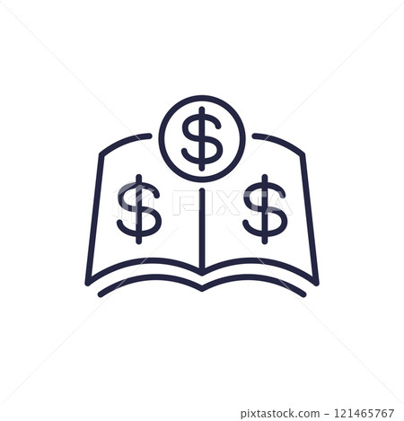 Financial literacy icon with book, line vector Financial literacy icon with book, line vector 121465767