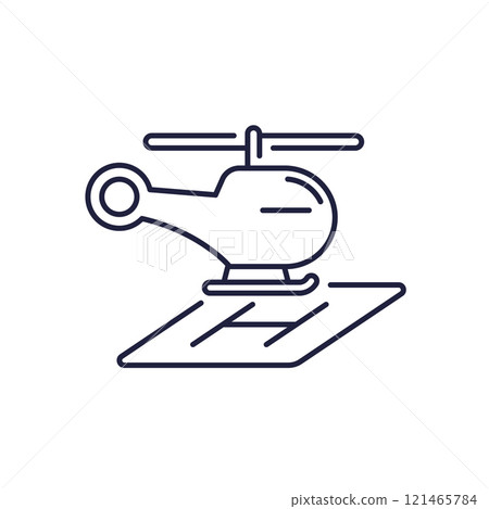 helipad line icon with a helicopter helipad line icon with a helicopter 121465784