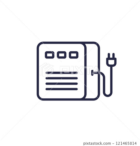 UPS icon, backup power supply line vector 121465814