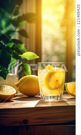 Cool freshly homemade lemonade and lemon. Generative AI 121466420