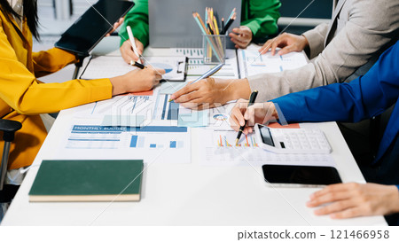 Business team meeting. professional investor working new start up project. Finance task. 121466958