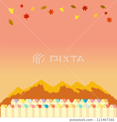 autumn scenery with villages and mountains autumn scenery with villages and mountains 121467168