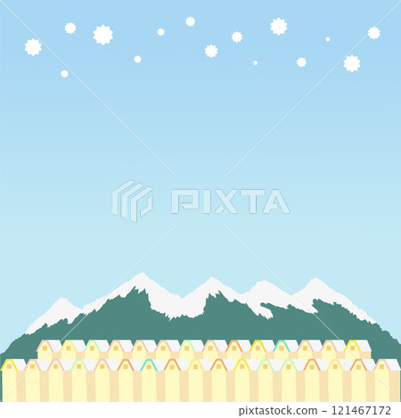 winter scenery with villages and mountains winter scenery with villages and mountains 121467172