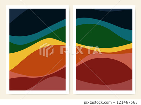 Abstract mid century posters with geometric shapes. Modern liquid boho minimalist art collection Abstract mid century posters with geometric shapes. Modern liquid boho minimalist art collection 121467565