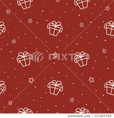 Christmas snowflake seamless pattern. Xmas pattern with new year gift. Snowflake background Christmas snowflake seamless pattern. Xmas pattern with new year gift. Snowflake background 121467569