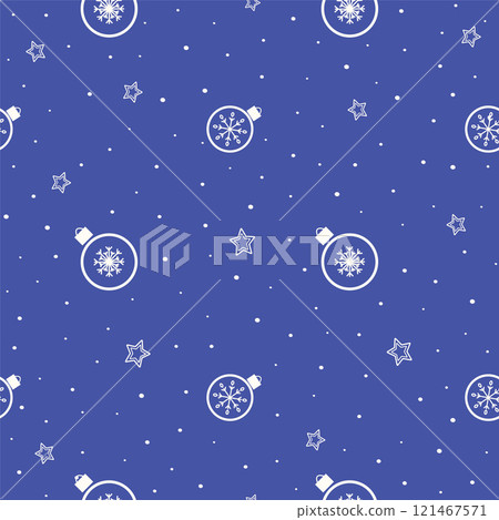 Christmas seamless pattern of different hanging balls. Christmas balls snowflakes greeting background Christmas seamless pattern of different hanging balls. Christmas balls snowflakes greeting background 121467571