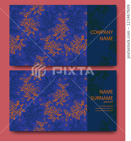 Vector business card design template with flourish pattern. Double sided corporate cards Vector business card design template with flourish pattern. Double sided corporate cards 121467609