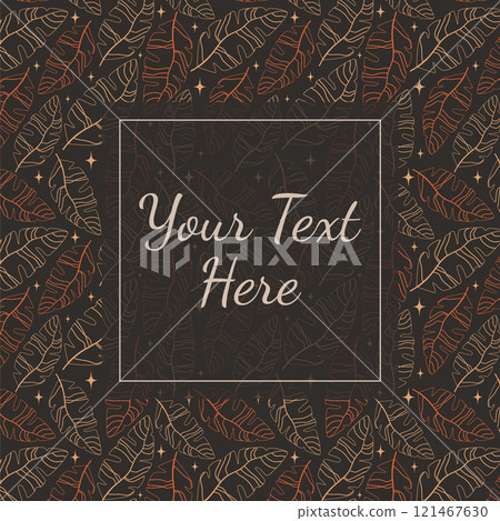 Square frame with leaves simple design. Floral template for invitation design. Thanksgiving celebration Square frame with leaves simple design. Floral template for invitation design. Thanksgiving celebration 121467630