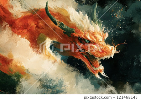 New Year Chinese Dragon in Abstract and Watercolor Style New Year Chinese Dragon in Abstract and Watercolor Style 121468143