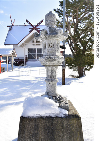 Photographing the grounds of Higashino Ebisu Shrine in Higashino, Yakumo-cho, Hokkaido in winter 121468251