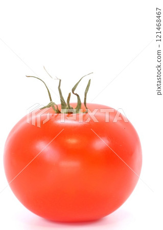 Medium sized tomato, fully ripe, light background, one whole 121468467