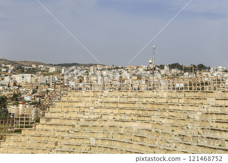 Amphitheater in Jerash (Gerasa of Antiquity), capital and largest city of Jerash Governorate, Jordan. Amphitheater in Jerash (Gerasa of Antiquity), capital and largest city of Jerash Governorate, Jordan. 121468752