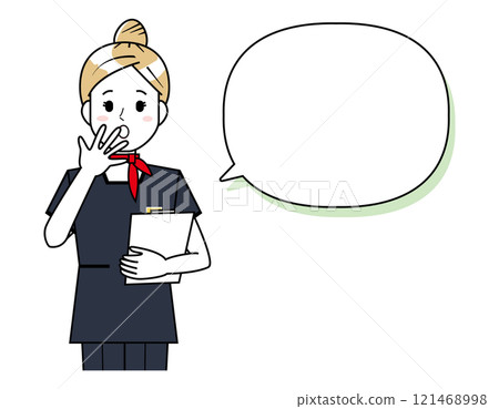 Illustration of a woman serving customers: Beauty advice staff 121468998