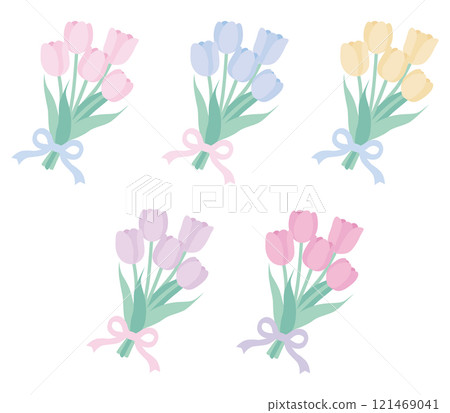 Vector illustration of a cute bouquet of tulips Vector illustration of a cute bouquet of tulips 121469041