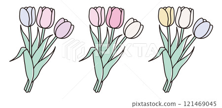 可愛的鬱金香花束的向量圖 121469045