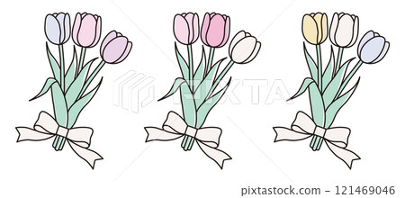 可愛的鬱金香花束的向量圖 可愛的鬱金香花束的向量圖 121469046