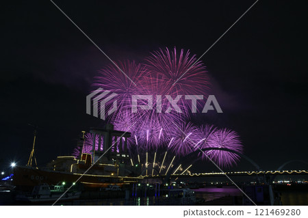 Fireworks and music performed together <ISOGAI Fireworks Theater, Nagoya Port> 121469280