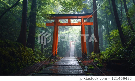 有鳥居的神社風景 有鳥居的神社風景 121469453