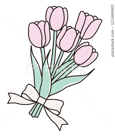 Vector illustration of a cute bouquet of tulips 121469465