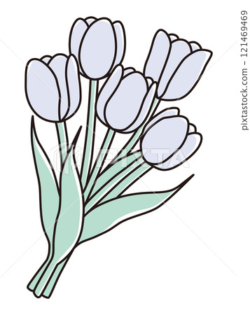 可愛的鬱金香花束的向量圖 121469469