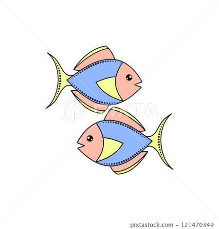 Pisces zodiac sign in line art style Pisces zodiac sign in line art style 121470349