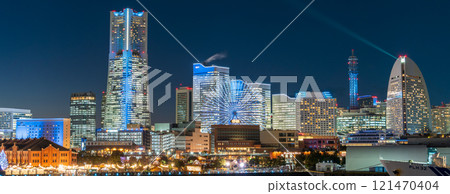 Panorama of the Minato Mirai night view from Osanbashi Pier in Kanagawa Prefecture Panorama of the Minato Mirai night view from Osanbashi Pier in Kanagawa Prefecture 121470404