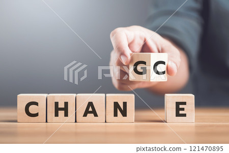 Man selects between the words 'CHANGE' and 'CHANCE' on wooden blocks, symbolizing the decision-making process and embracing opportunities for growth Man selects between the words 'CHANGE' and 'CHANCE' on wooden blocks, symbolizing the decision-making process and embracing opportunities for growth 121470895