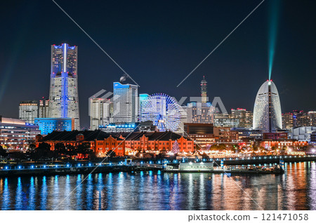 Yokohama Minato Mirai with the entire building lit up 121471058