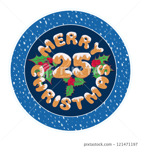 Cute retro holiday christmas card. Vintage advent calendar gift tag for decoration plate or poster design with typography text 3 days until xmas. Glaze cookies style font. Vector illustration 121471197
