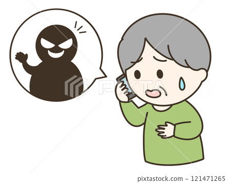 Illustration of an old man being tricked by a suspicious person 121471265