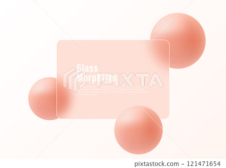 Glass morphism website landing page template. Translucent glass partition with floating spheres. Glass morphism website landing page template. Translucent glass partition with floating spheres. 121471654