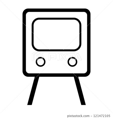 舊陰極射線管電視的黑白插圖圖標 121472105