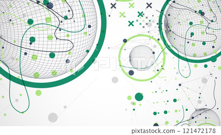 Abstract sphere background with plexus effect. 3D surface. Vector illustration. 121472178