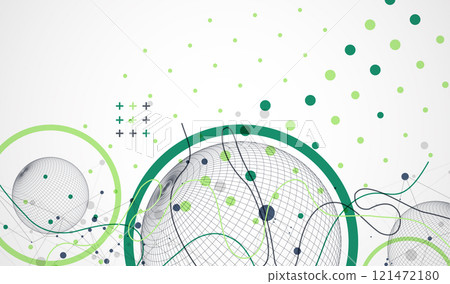 Abstract sphere background with plexus effect. 3D surface. Vector illustration. 121472180