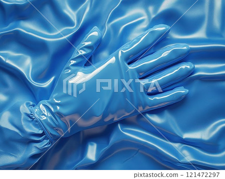 Blue glove hand hygiene safety medical protection healthcare clean care 121472297