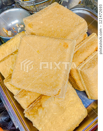 Square fried tofu at street food, thailand. Square fried tofu at street food, thailand. 121472693