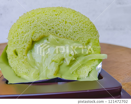 Pandan and young coconut chiffon cake, thai style. 121472702